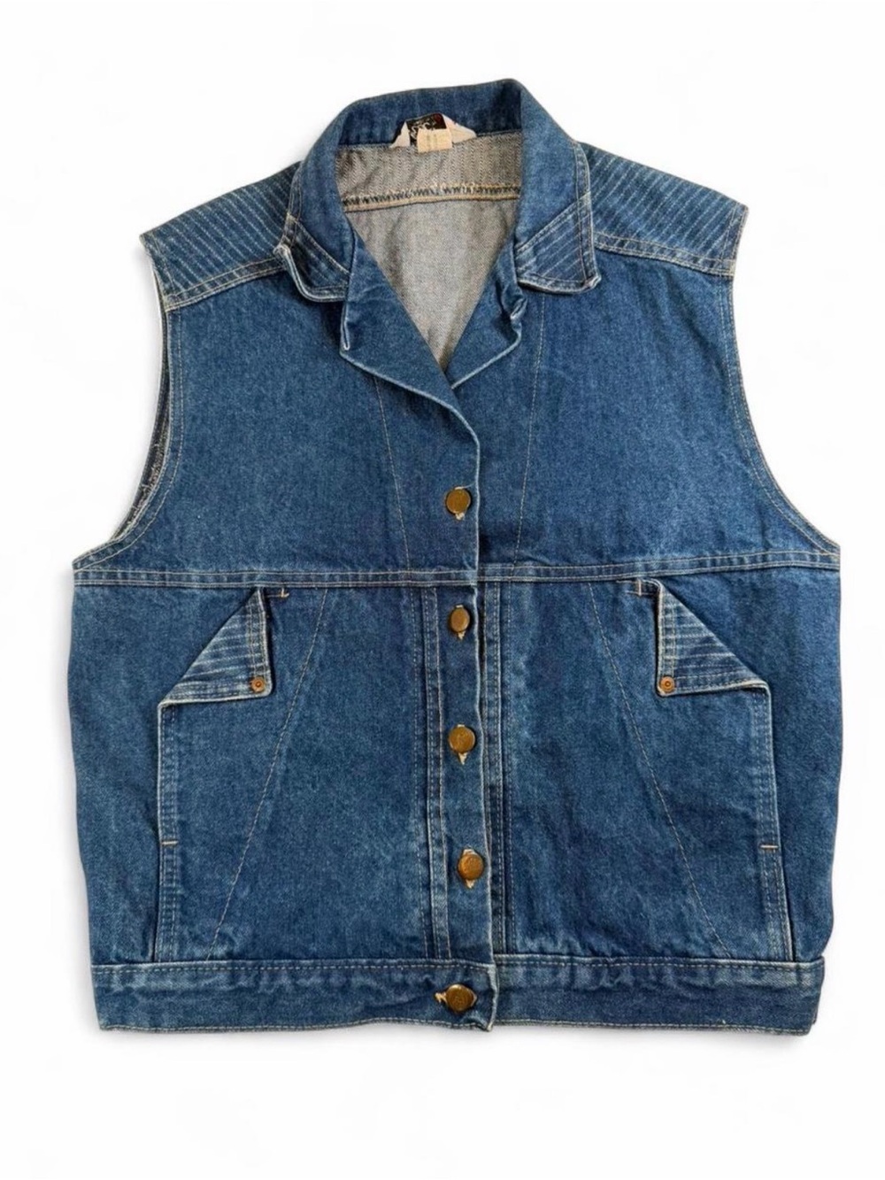 Classic Vintage Chic Sleeveless Denim Jacket - Blue